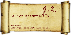 Gilicz Krisztián névjegykártya